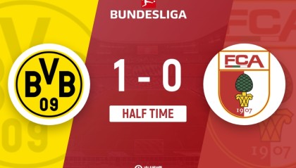 半场-多特1-0奥格斯堡 阿德耶米抢点破门里贝罗失单刀拜尔中柱